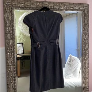 Ted Baker Heather Gray Wool Pencil Dress w buckles